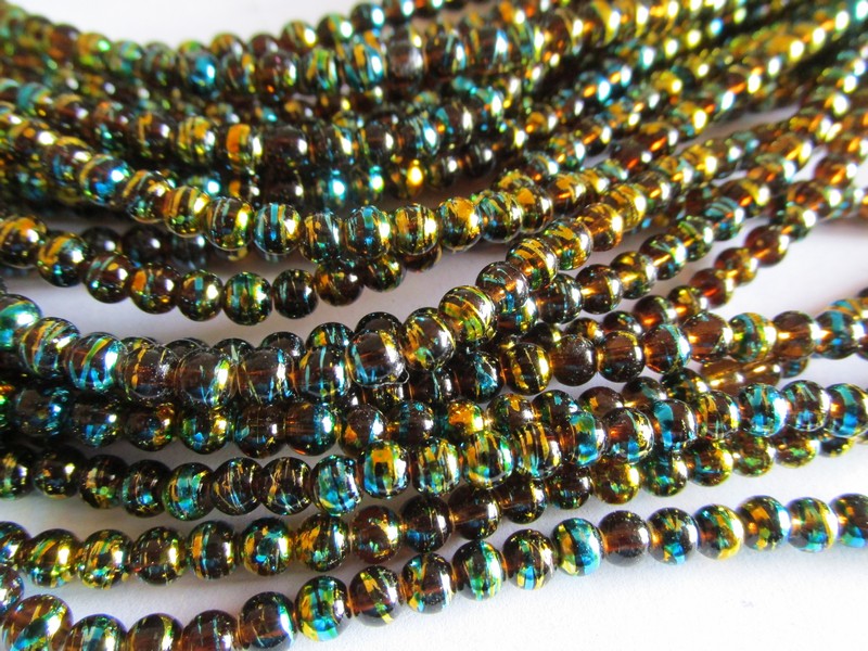 (image for) Topaz, Turquoise, Gold painted rounds 4mm #DS1066